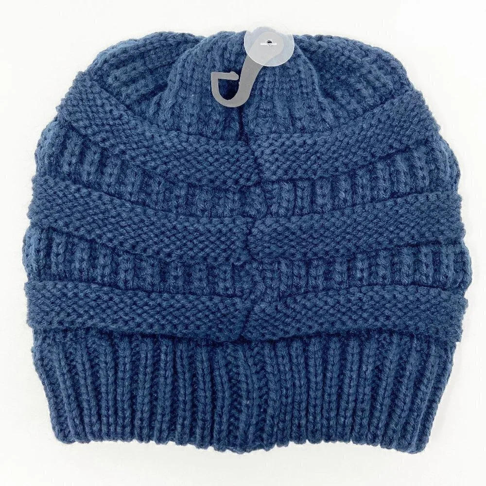 CC | Classic Beanie Navy Blue Knit Stocking Cap Hat